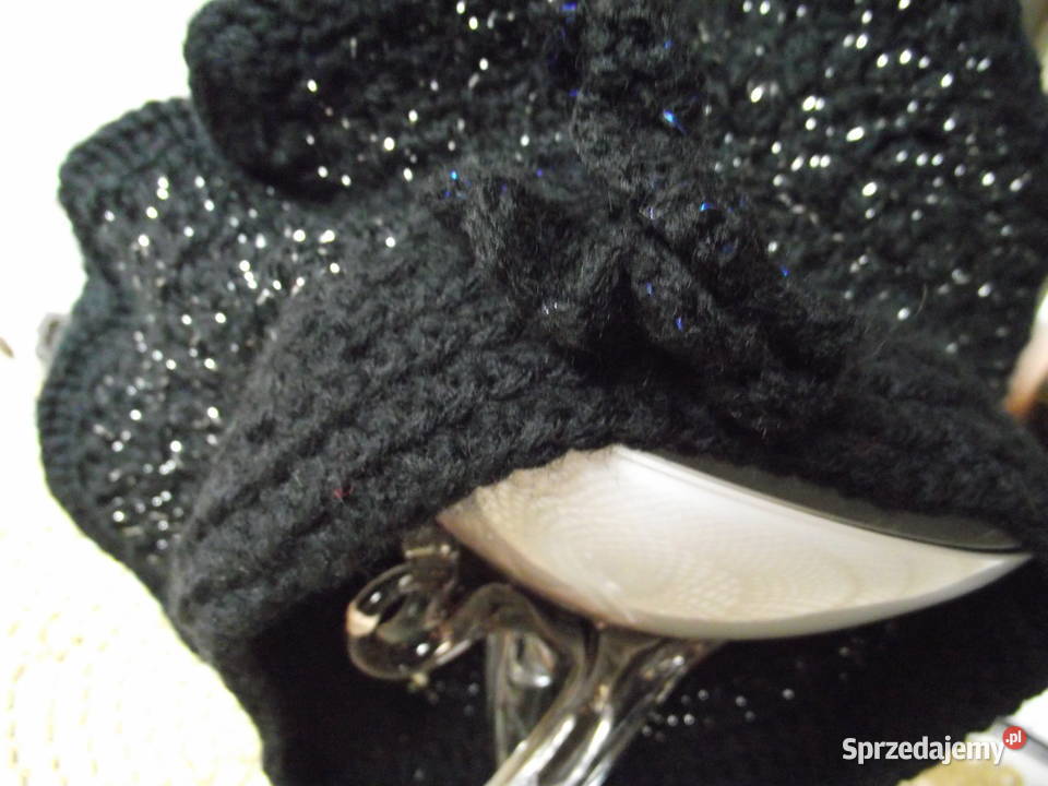 AŻUROWY BERET CZAPKA Z BAWEŁNY