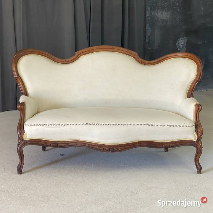 Elegancka sofa ludwikowska rzeźbiona rama Budno sprzedam