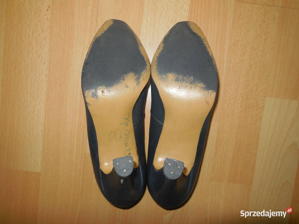 czółenka skórzane granatowe łódzkie Łódź