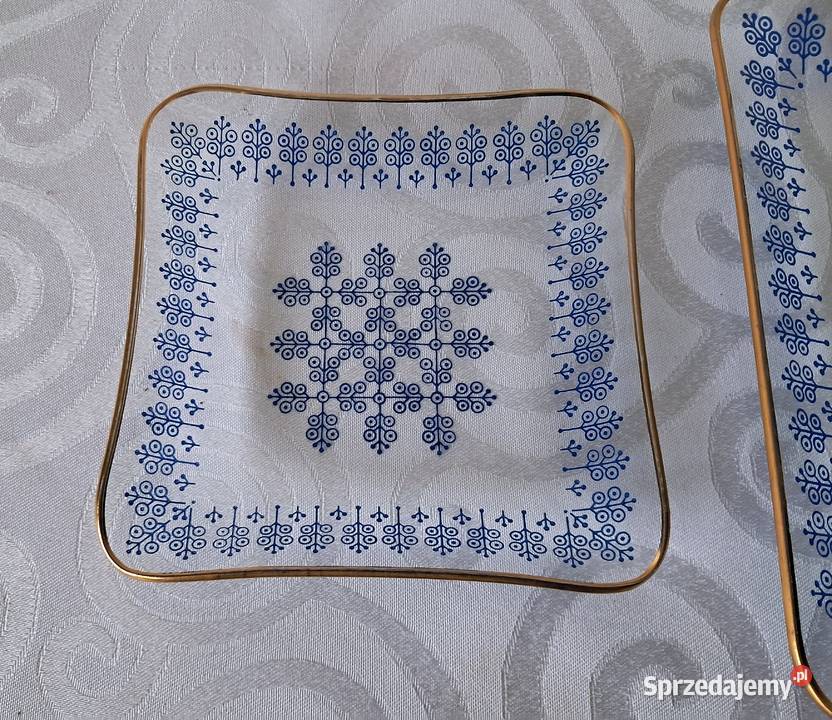 Komplet 3 szklanych pater vintage lata 70 PRL Strzelce Krajeńskie sprzedam