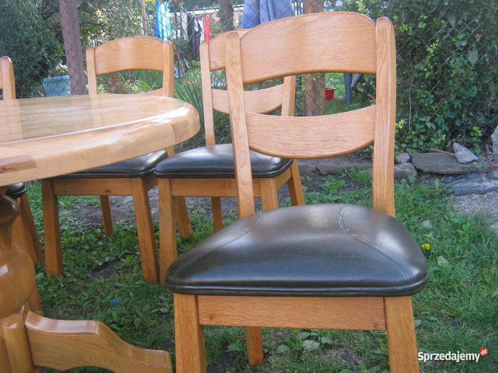 Solidne krzesła dębowe jasne skórality dąb Paczków