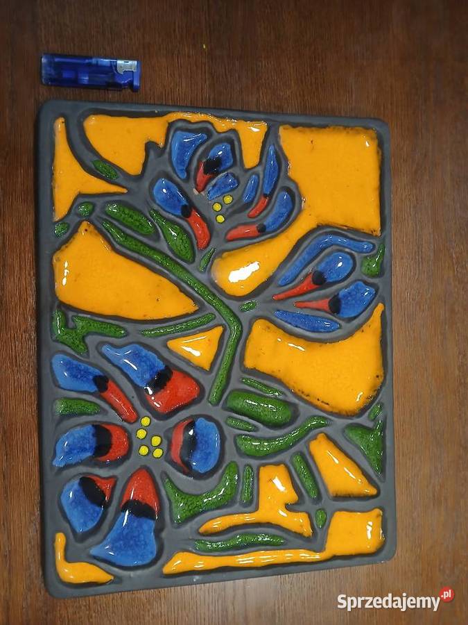 Duża emaliowana tablica ścienna z grafiką w łódzkie Gorzkowice