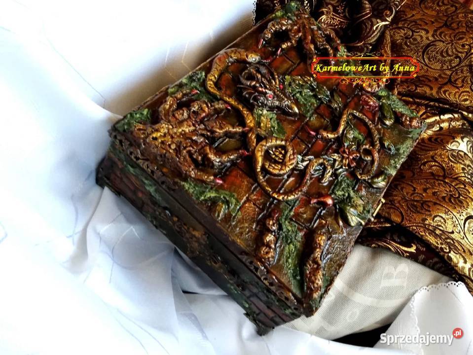 Szkatułka na biżuterię mixmedia rękodzieło Warszawa sprzedam