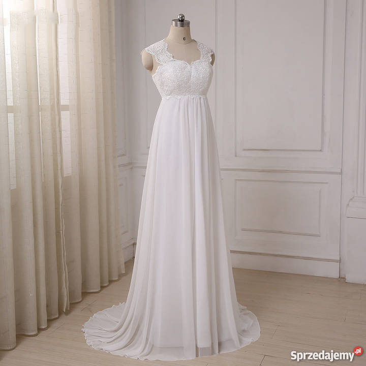 Suknia ślubna ciążowa wesele cywilny 36 S 38 M