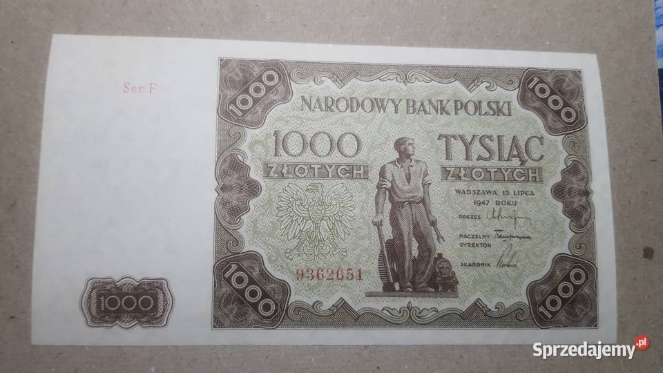 RARYTAS 1000 złotych 1947 s F UNCUNC Warszawa