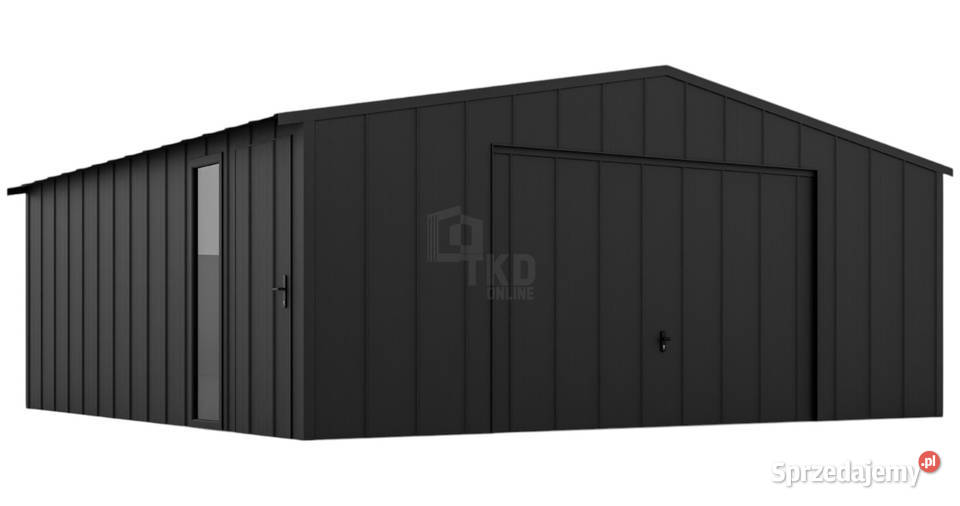 Garaż blaszany 7x6m brama uchylna okno drzwi pomorskie