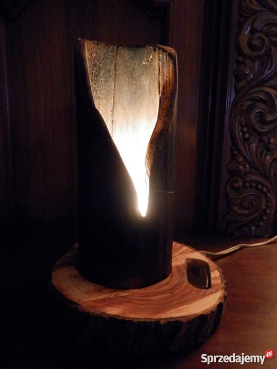 Lampa drewniana ręcznie wykonana jedyna taka Oświetlenie Szczecinek