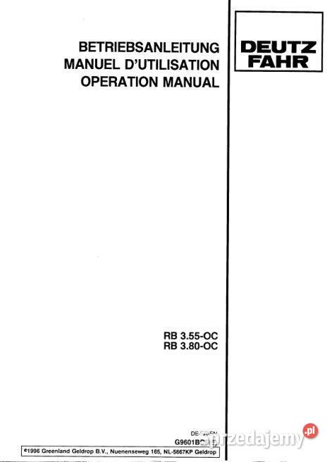 Deutz Fahr RB355 RB380 instrukcja obsługi prasa Kielce