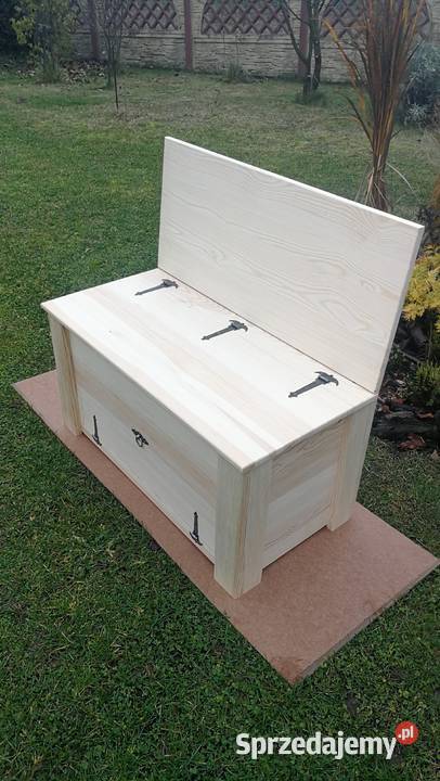 Skrzynia drewniana z oparciem podwójne dno 45cm Radków