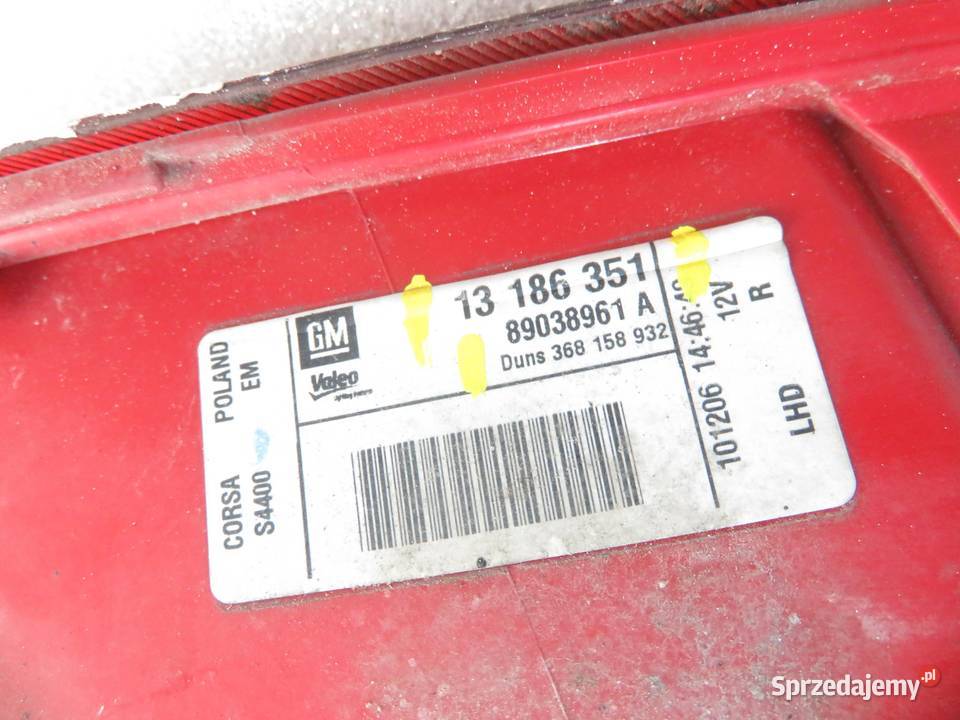 LAMPA PRAWA TYLNA OPEL CORSA D 13186351