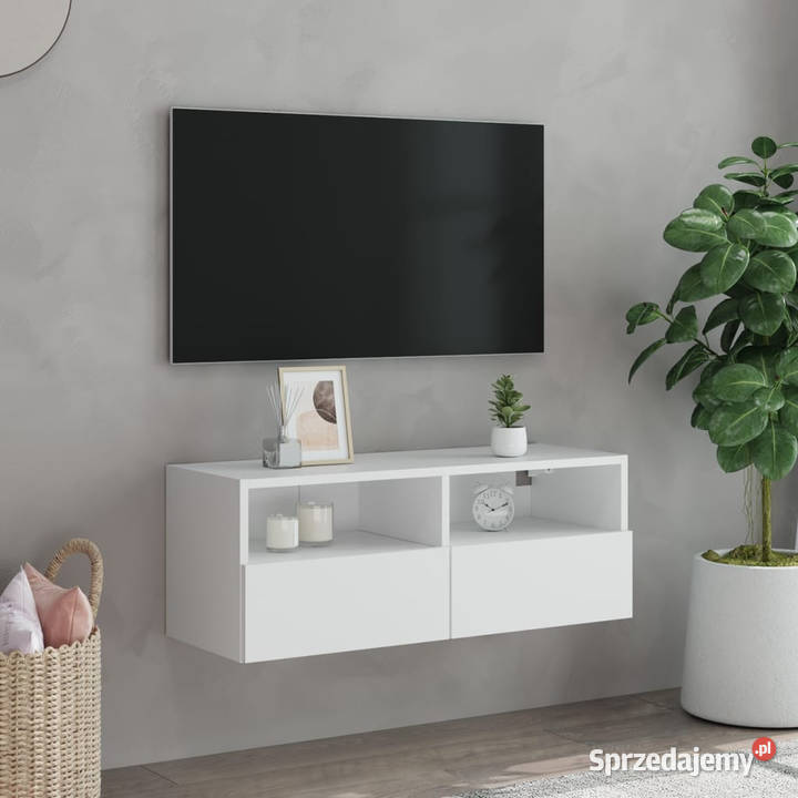 Ścienna szafka TV biała 80x30x30 materiał Warszawa sprzedam