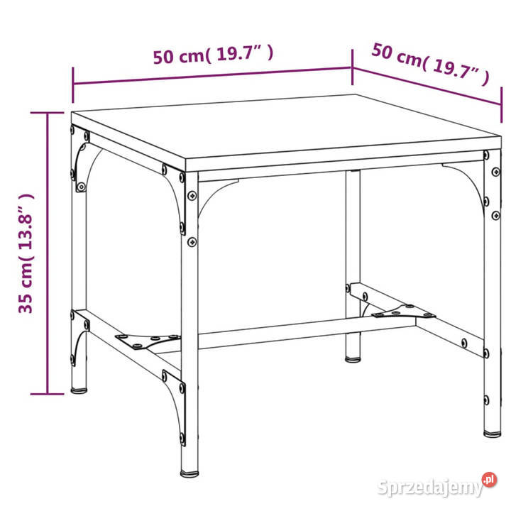 Stolik kawowy brązowy dąb 50x50x35 WM819401 Stoły Warszawa