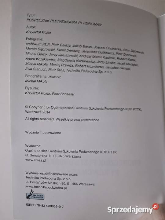 Podręcznik płetwonurka kdp cmas Rojek nurkowanie miękka Kraków