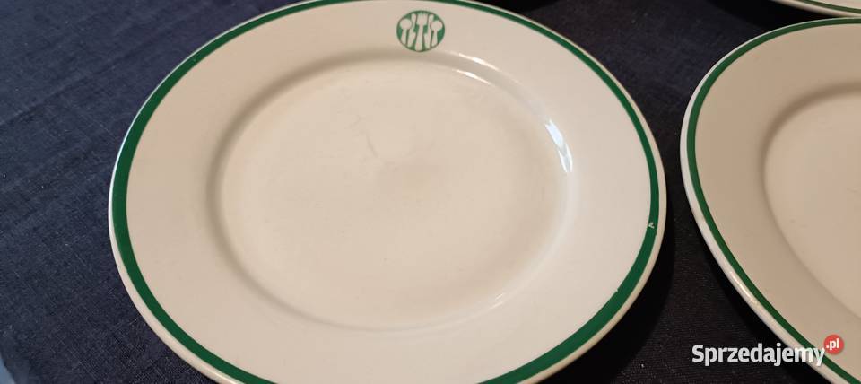 4 Talerze Lubiana Społem PRL logo sztućce Warszawa