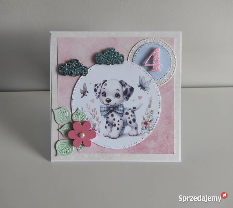 Kartka ręcznie robiona na urodziny z pieskiem łódzkie Łódź sprzedam