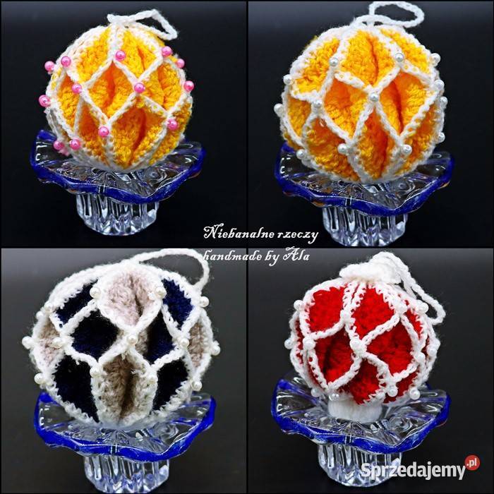 Bombki z włóczki na szydełku bombka Boże Rękodzieło