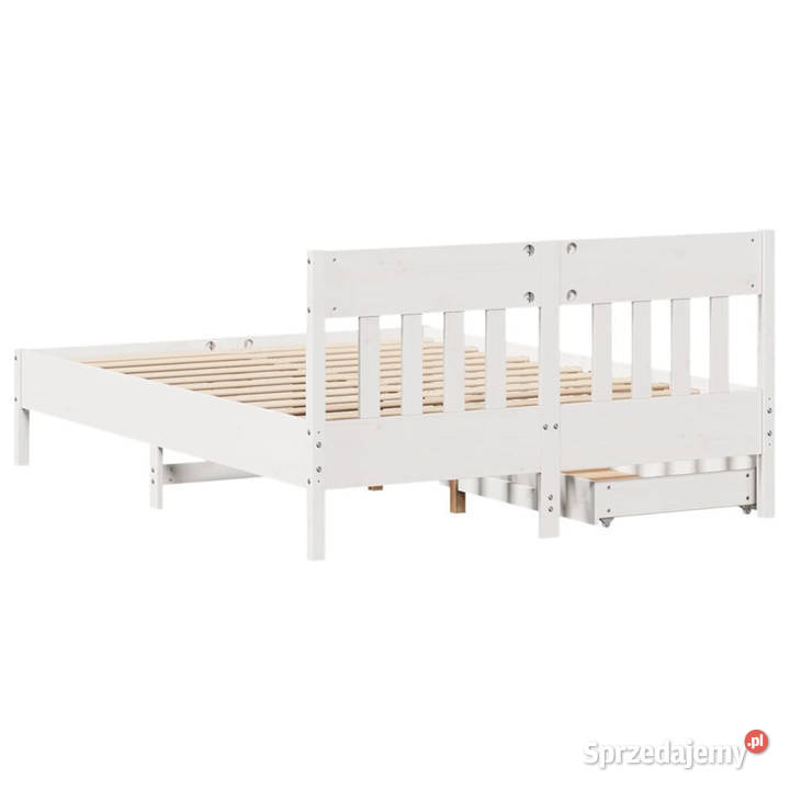 Rama łóżka bez materaca biała lite drewno 140cm Warszawa