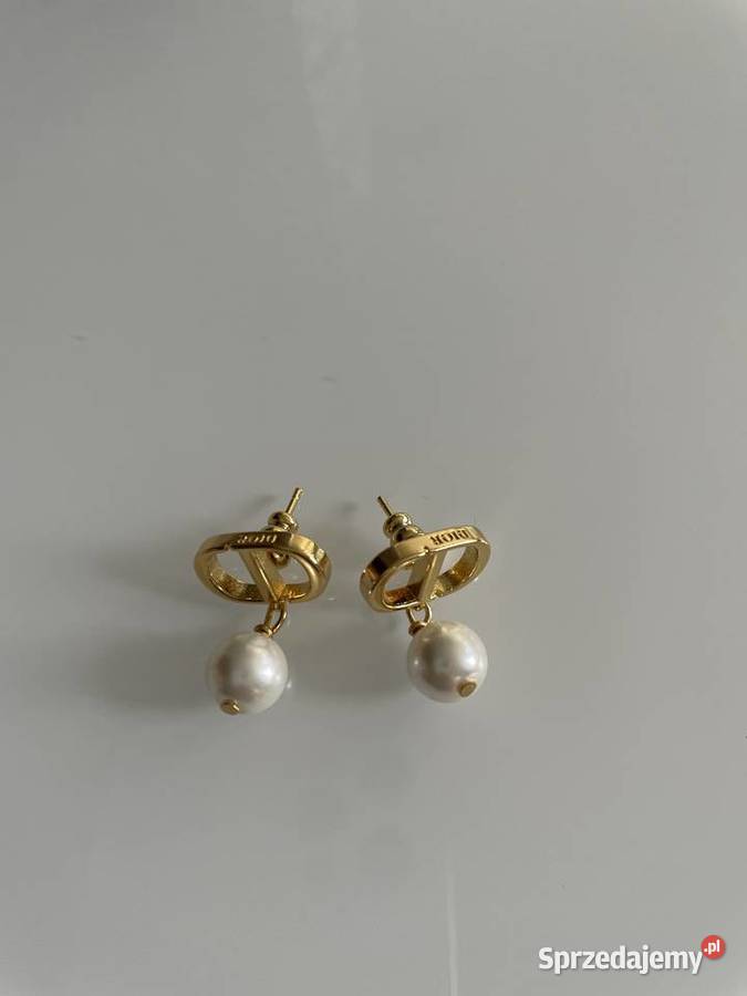 Piękne kolczyki Dior z perełką podlaskie Białystok
