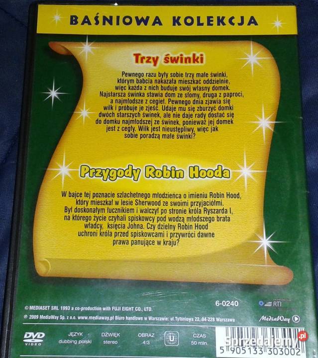 Bajki Trzy świnki Przygody Robin Hooda płyta DVD lubelskie