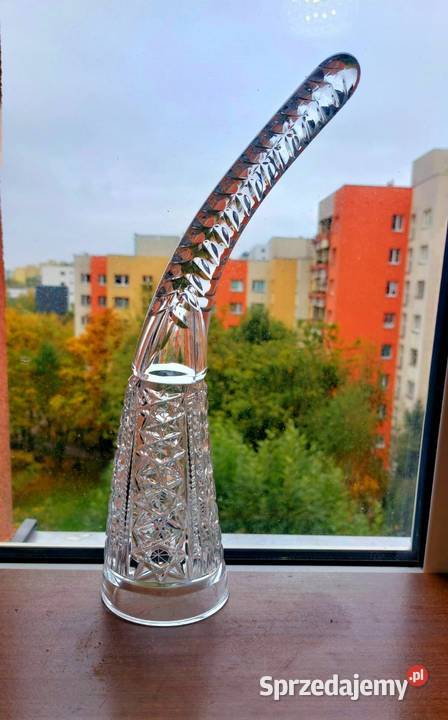 Piękny róg kryształowy PRL Wrocław