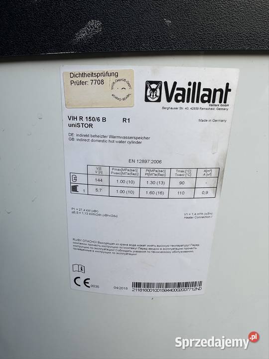 Zasobnik Bojler Gaz Vaillant VIH R 1506 B mazowieckie Wiktorów