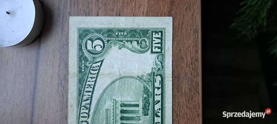 banknot pięć dolarów 1934 roku żółta pieczątka Warszawa