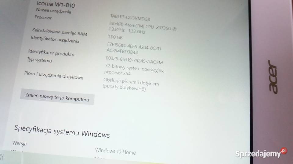 ACER Tablet Win 10 Tablety i palmtopy