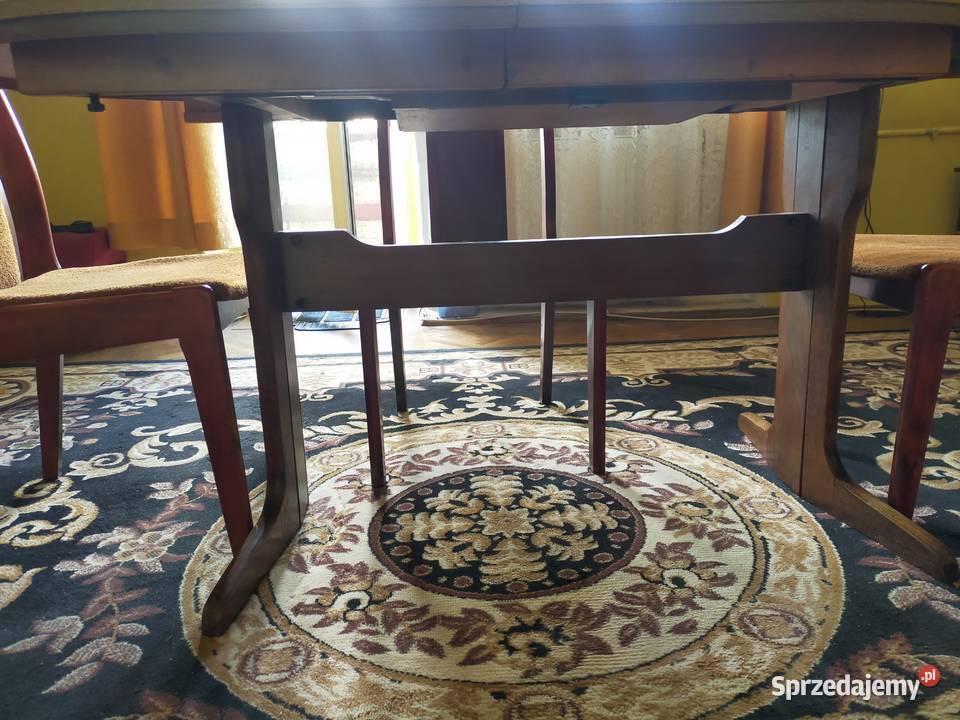 Stół i krzesła lite drewno lata 90te 85cm Warszawa sprzedam