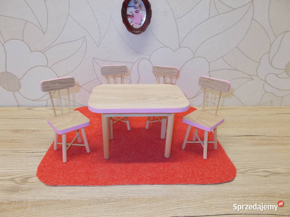 Drewniane mebelki do domku lalek barbie stół Kwidzyn