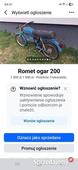 Ogar 200 romet 2 silniki Piotrków Trybunalski