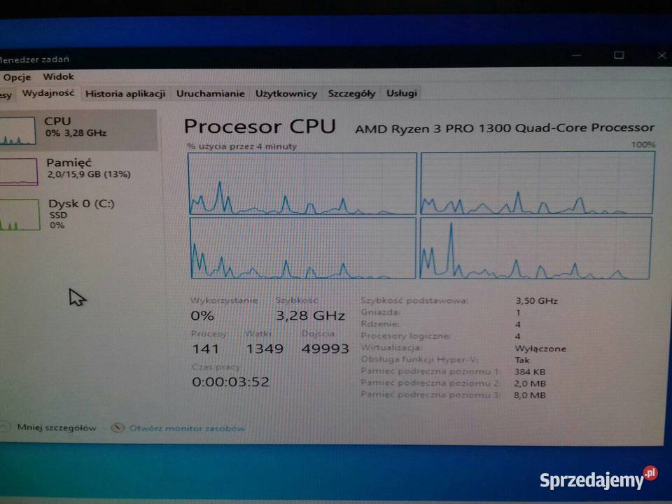 AMD Ryzen 3 PRO 1300 4x35GHz AM4 8MB Sprawny Bydgoszcz