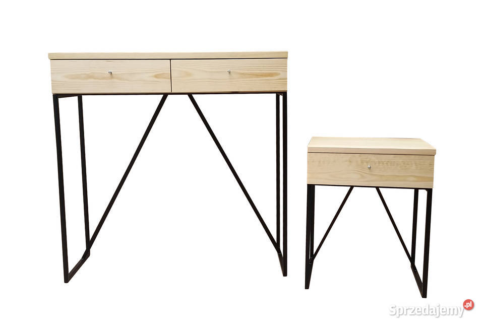 Konsola czarna loft dąb lity 85cm Dom i Ogród łódzkie Radomsko