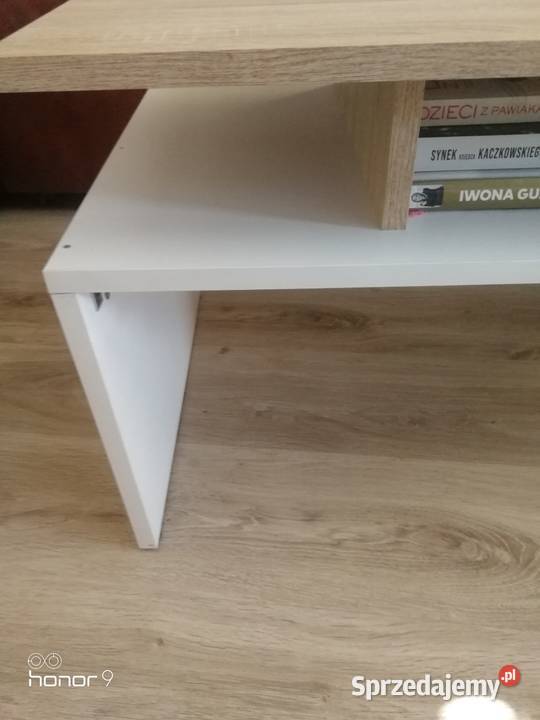 Stolik kawowy używany stan dąb Sonoma plus biały 46cm Koło