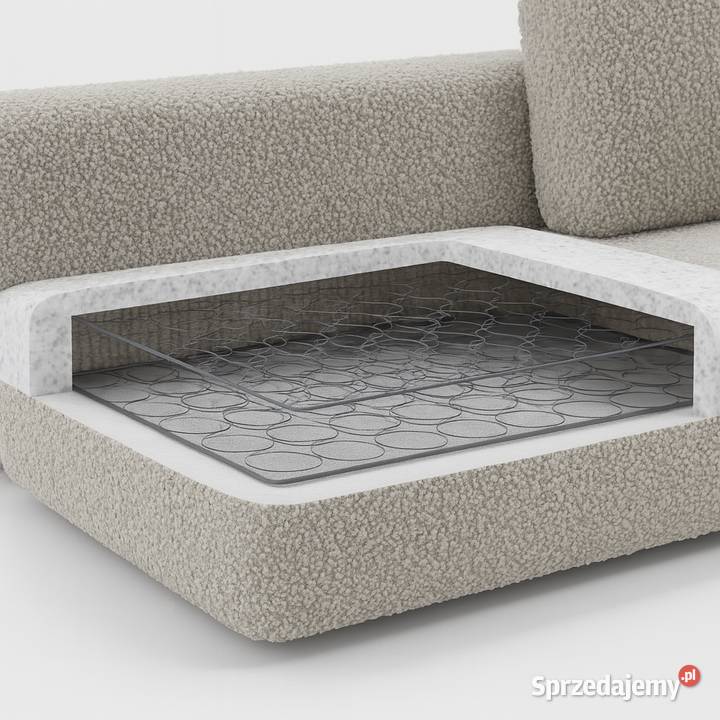 Sofa rozkładana boucl z dużym pojemnikiem na Kępno