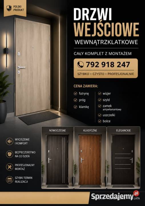 Drzwi wejściowe wewnątrzklatkowe do mieszkania w Łódź