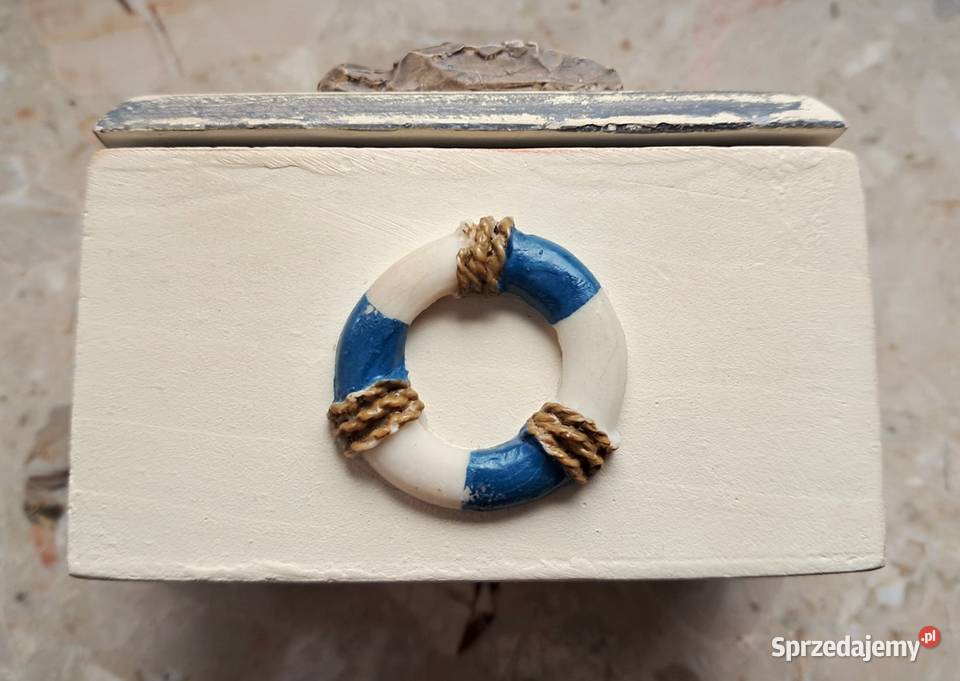 Drewniana szkatułka vintage marynistyczna Pozostałe