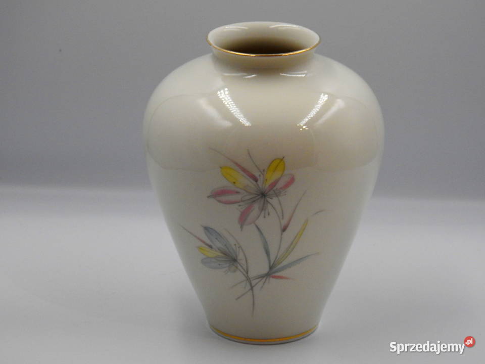 Piękny porcelanowy kremowy wazon sygnowany Inowrocław