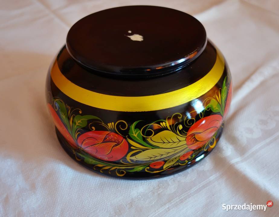 Drewniana miska malowana rękodzieło artystyczne Kraków