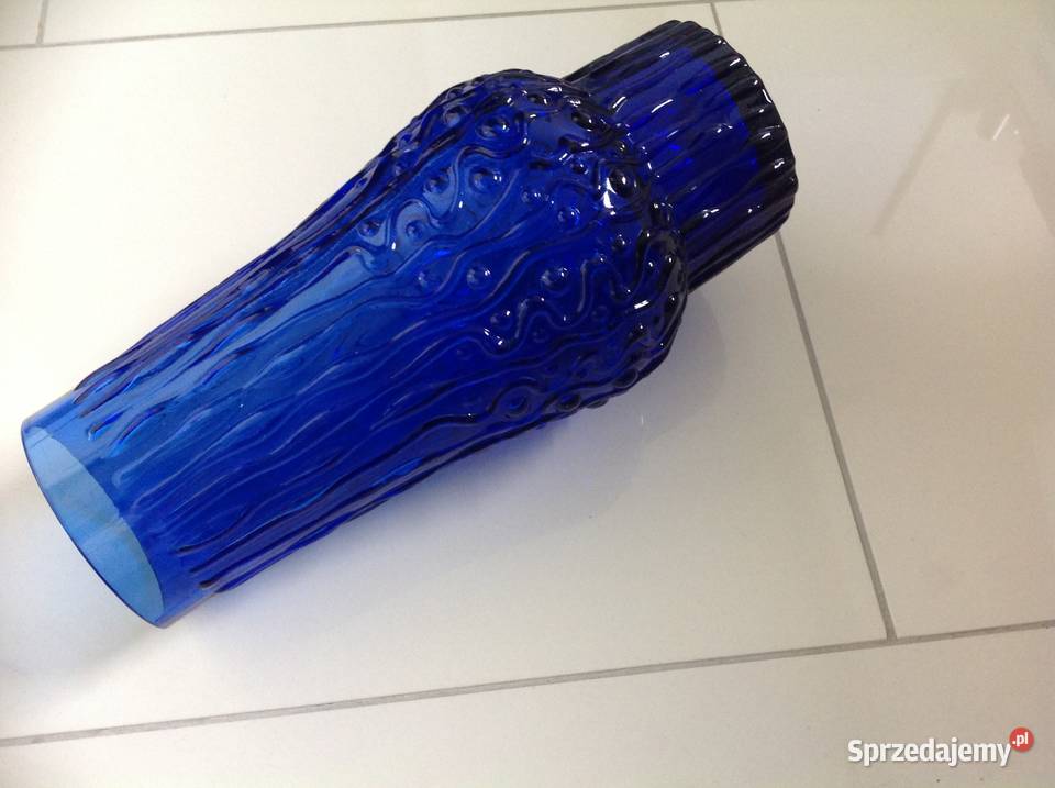 Wazon Szklany Niebieski ATAUPE Vintage lata 60 lubuskie