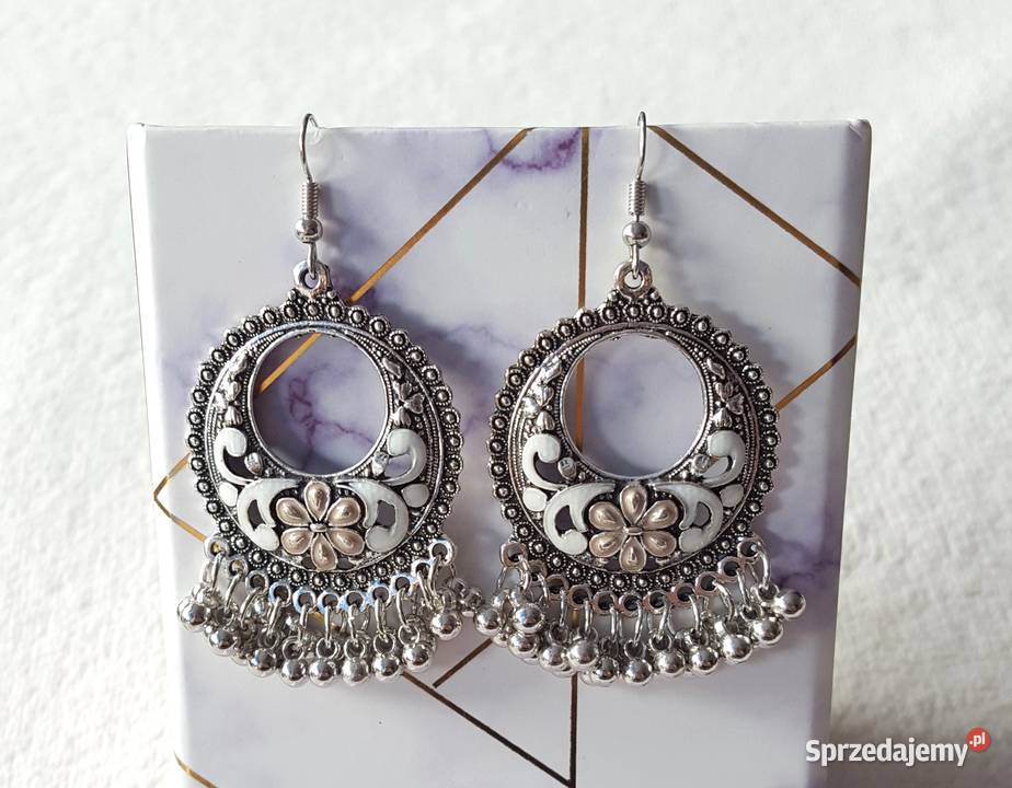 Orientalne kolczyki boho koła srebrny kolor Kolczyki Szczecin