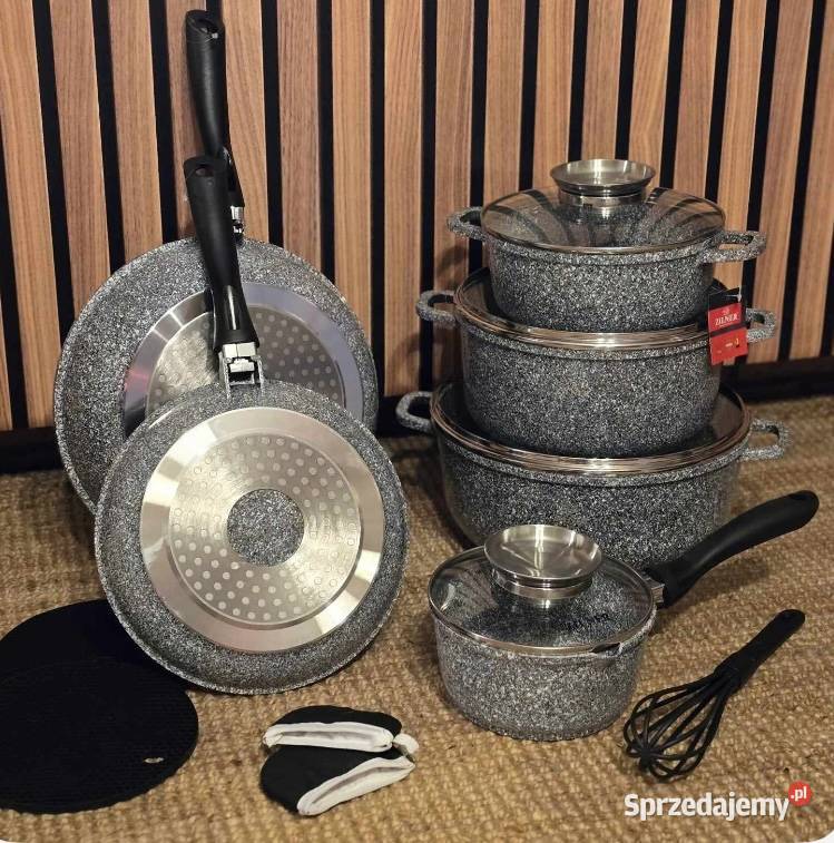 369 Zestaw garnków Zilner marmurkowe szare 15 Garnki i szybkowary Dom i Ogród Zabrze