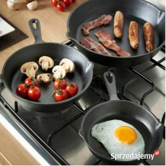 3x PATELNIA ŻELIWNA Głęboka INDUKCJA GAZ GRILL Piaseczno