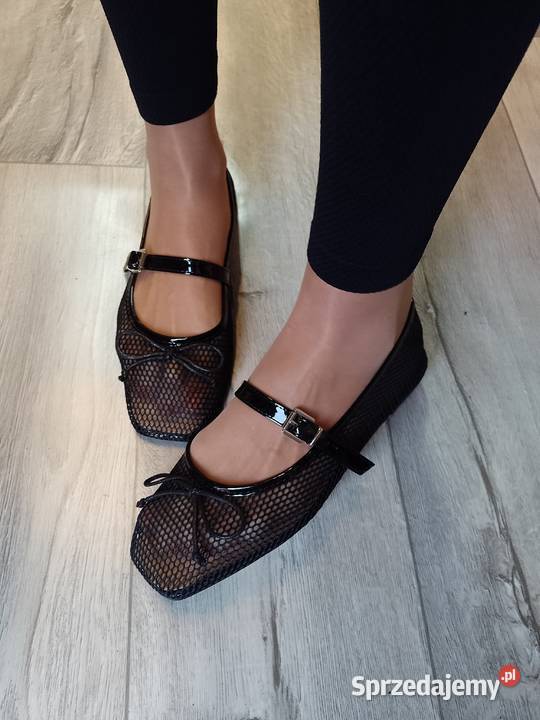 41 Czarne siateczkowe Baleriny wieczorowe z pianka Kraków