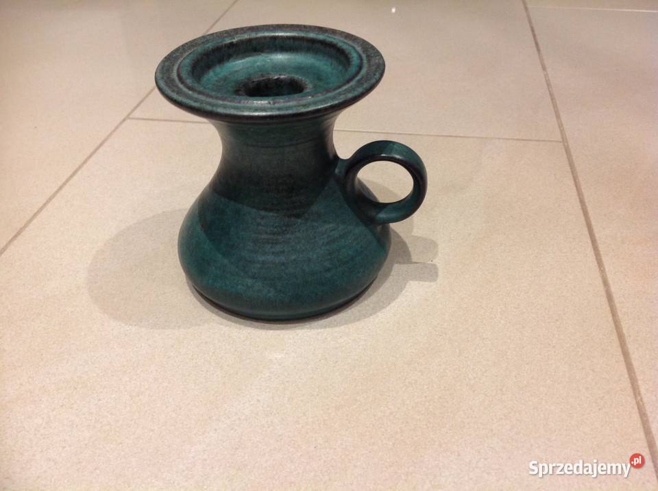 Zielony Ceramiczny Świecznik z Uchwytem Nowa Sól