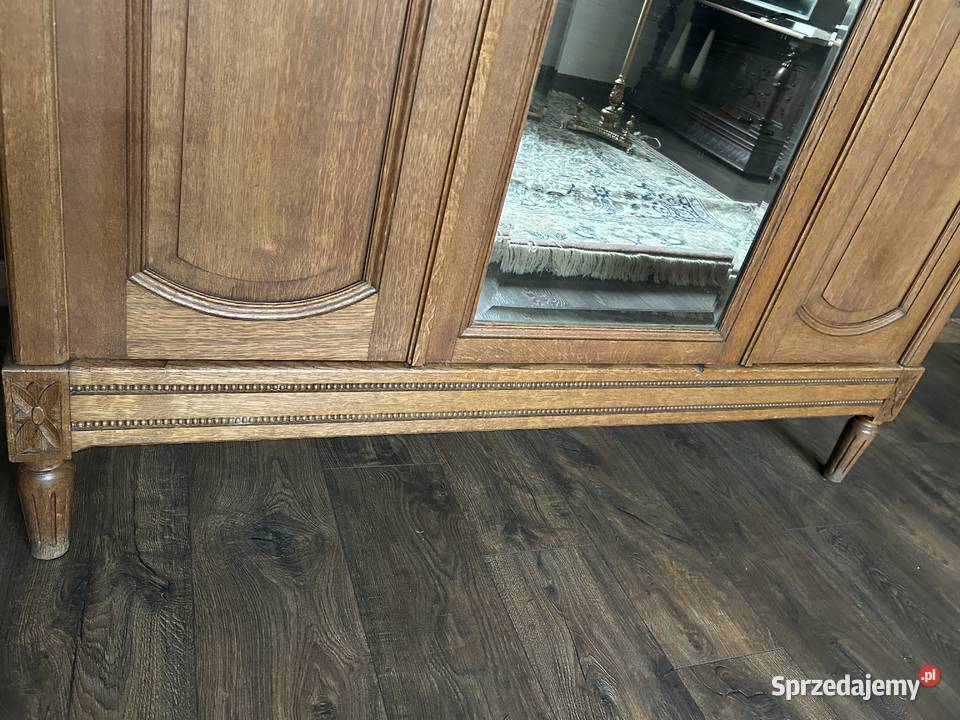 Dębowa francuska szafa z lustrem kryształowym Poznań