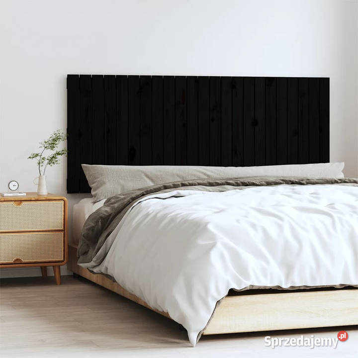 Wezgłowie łóżka czarne 147x3x60 lite drewno