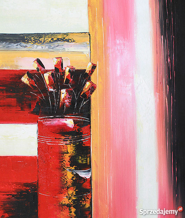 Obraz olejny abstrakcja mocne czerwone kolory Warszawa