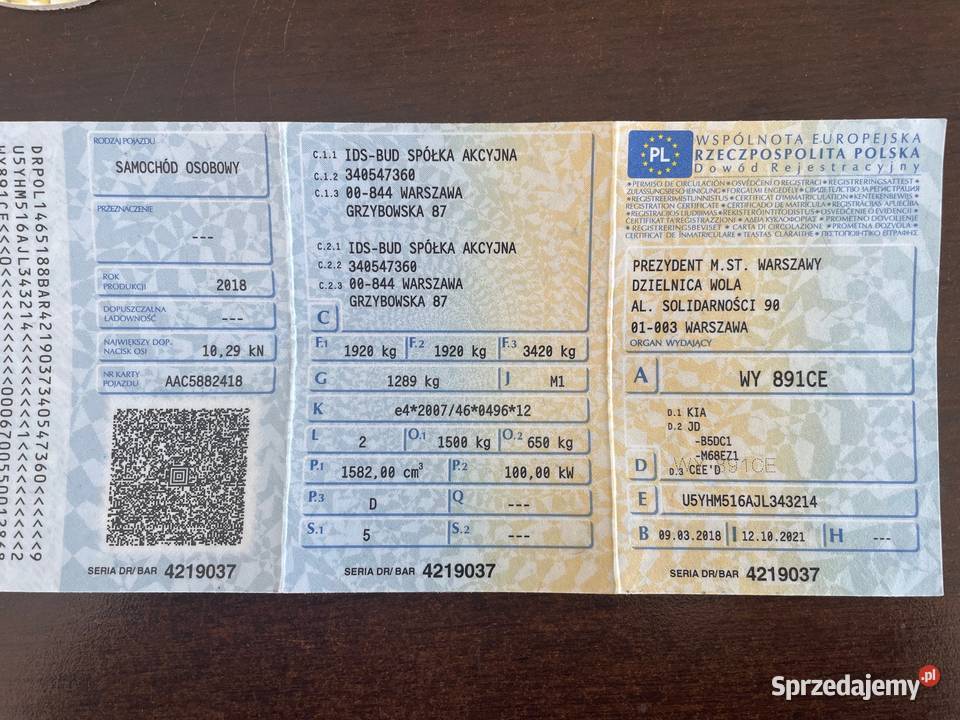 Syndyk sprzeda KIA CEED 16 Diesel Warszawa sprzedam