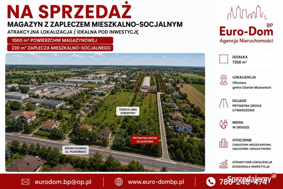 Magazyn 1200m2 działka 7350m2 Ołtarzew