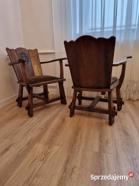 2 Wyjątkowe Krzesła Vintage Arts and Crafts Wabi